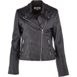 Leather Biker Jacket Black: N-31