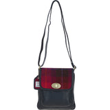 Ashwood Leather & Harris Tweed® Cloth Twist Lock Crossbody Bag Navy/Pink: TW-31-06-NP