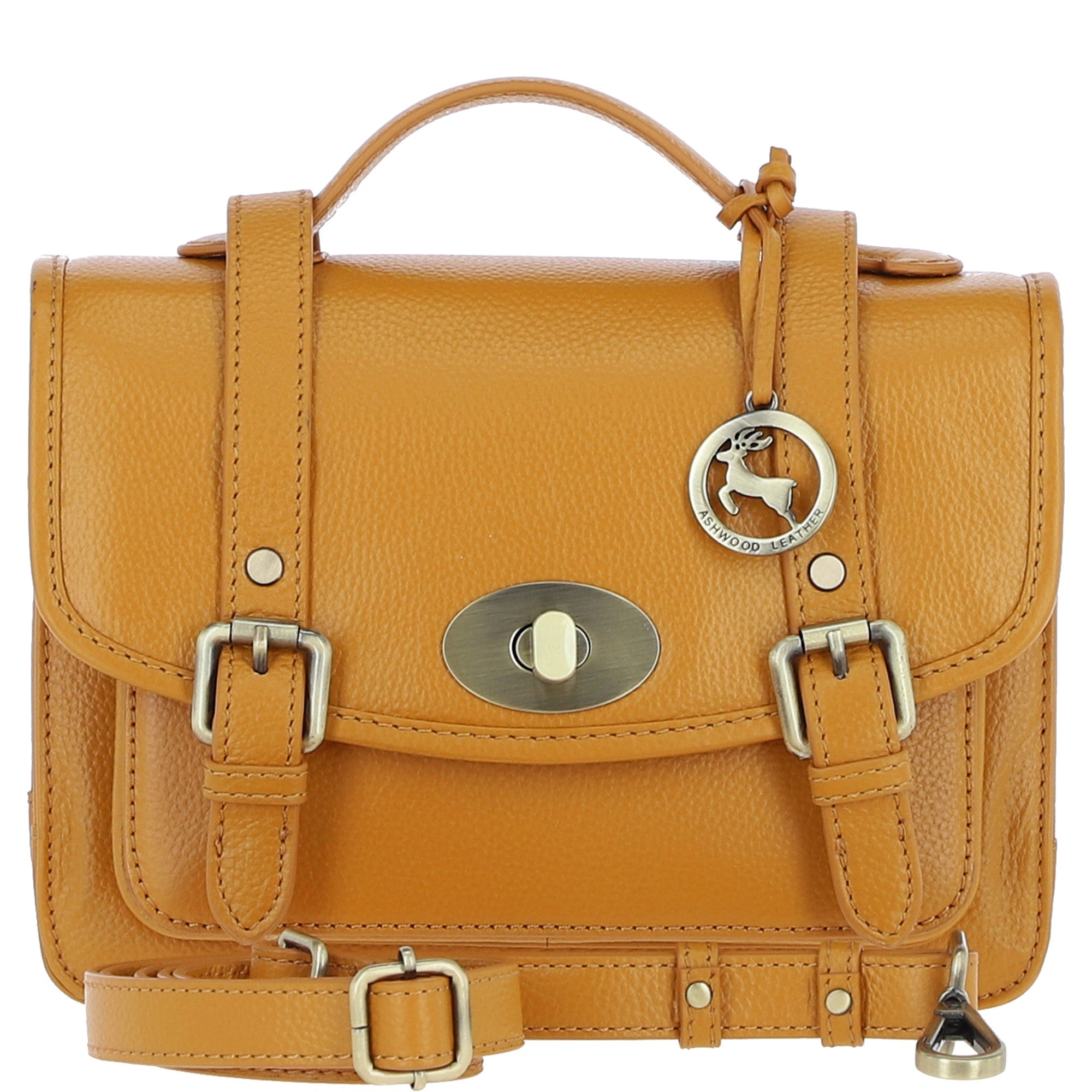 Stylish Ashwood Leather Large Satchel Bag Mustard: Y-63