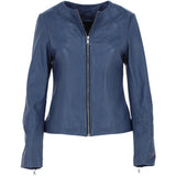 Women's Collarless Leather Fashion Jacket Purple: AWL-284