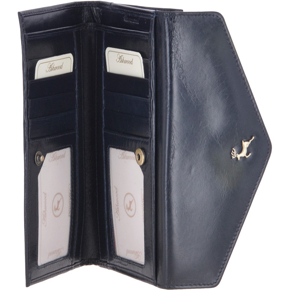 Vegetable Tanned Note, Coin & 8 Card Envelope Purse Navy: V-63