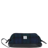 Ashwood Leather & Harris Tweed® Cloth Unisex Washbag Black/Watch: TW-40-03-BW