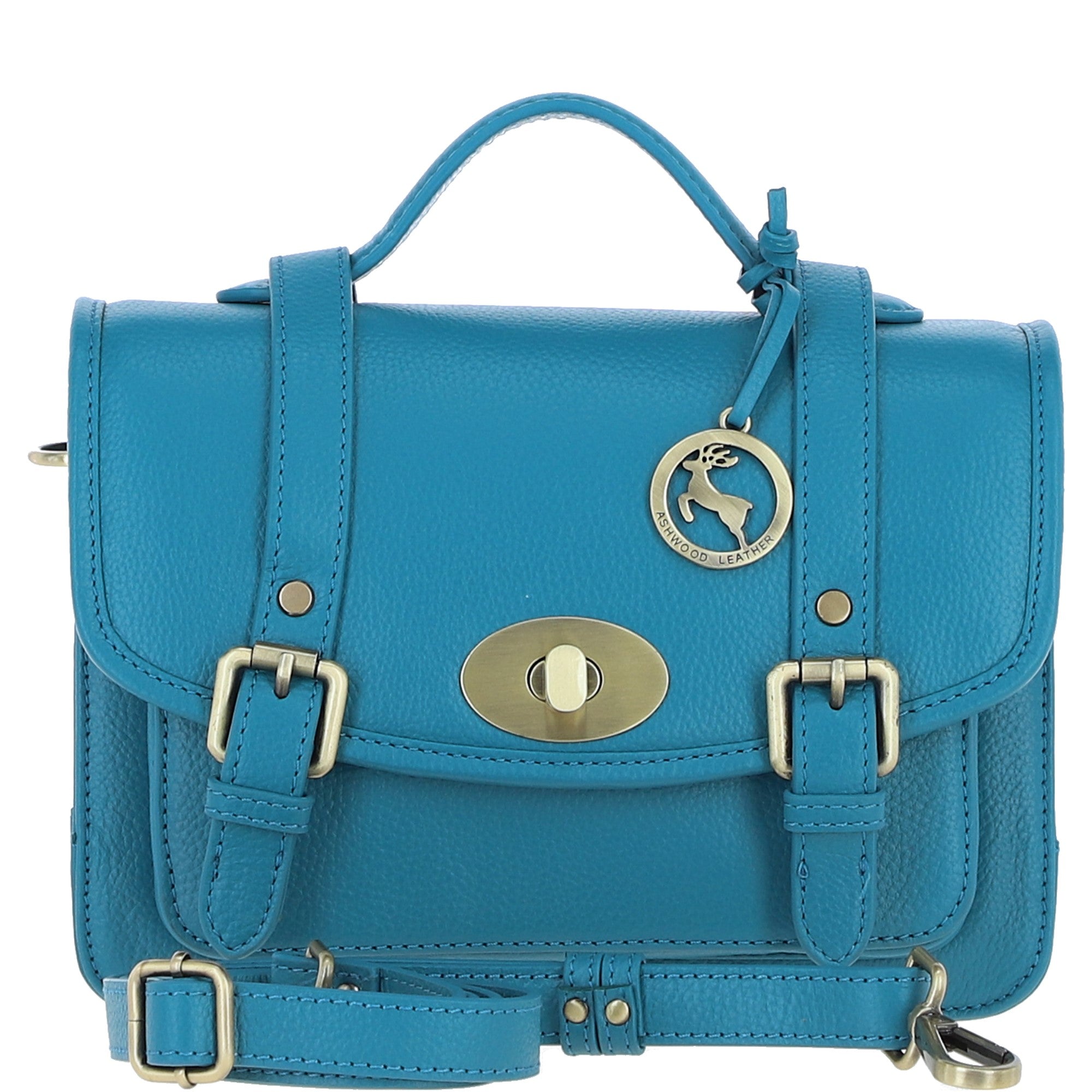 Stylish Ashwood Leather Large Satchel Bag Turquise: Y-63