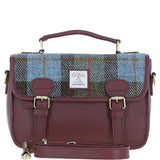 Ashwood Leather & Harris Tweed® Cloth Satchel Bag Wine/Mcload: TW-68-17-WM