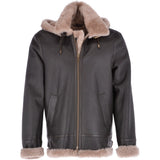 Hooded Sheepskin Flying Jacket Brown/Cream: FEN B3 HOODY
