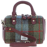 Ashwood Leather & Harris Tweed® Cloth Small Barrel Bag Wine/Mcload: TW-61-17-WM