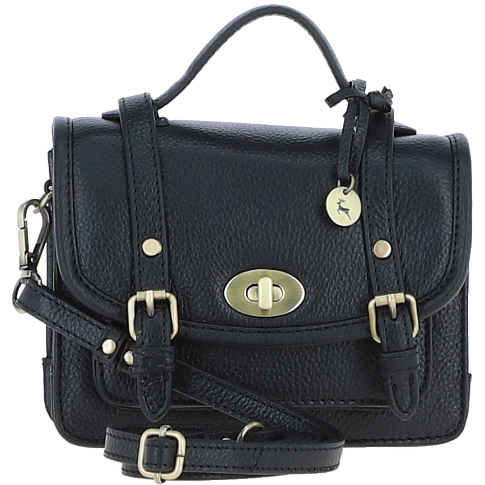 Stylish Ashwood Leather Small Satchel Bag Black: Y-61