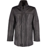 Leather Coat With Detachable Collar Black : Carl