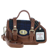 Ashwood Leather & Harris Tweed® Cloth Micro Satchel Bag with Twist Lock Tan/Watch:TW-36-04-TW