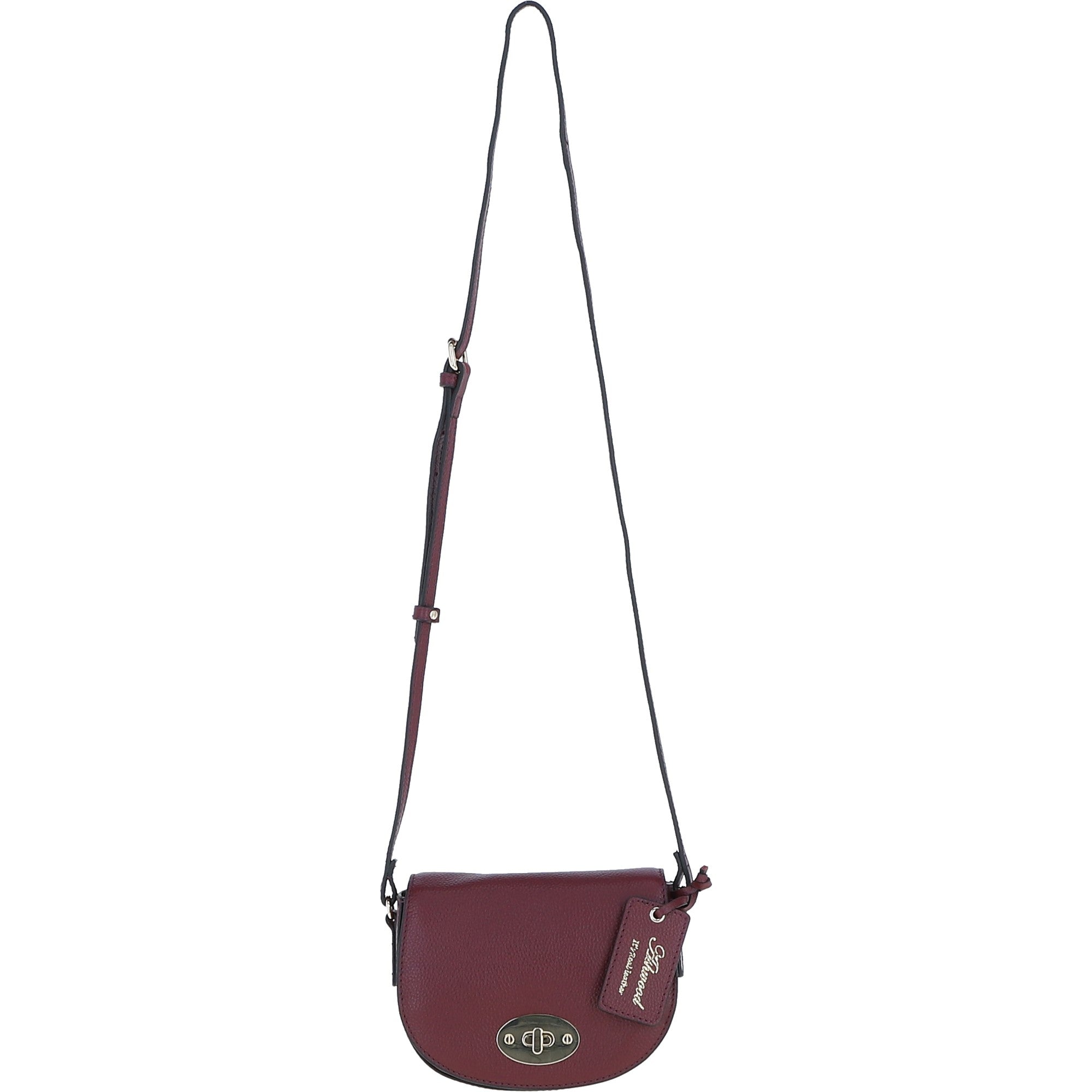 Real Leather Saddle Crossbody Bag Wine: 63753