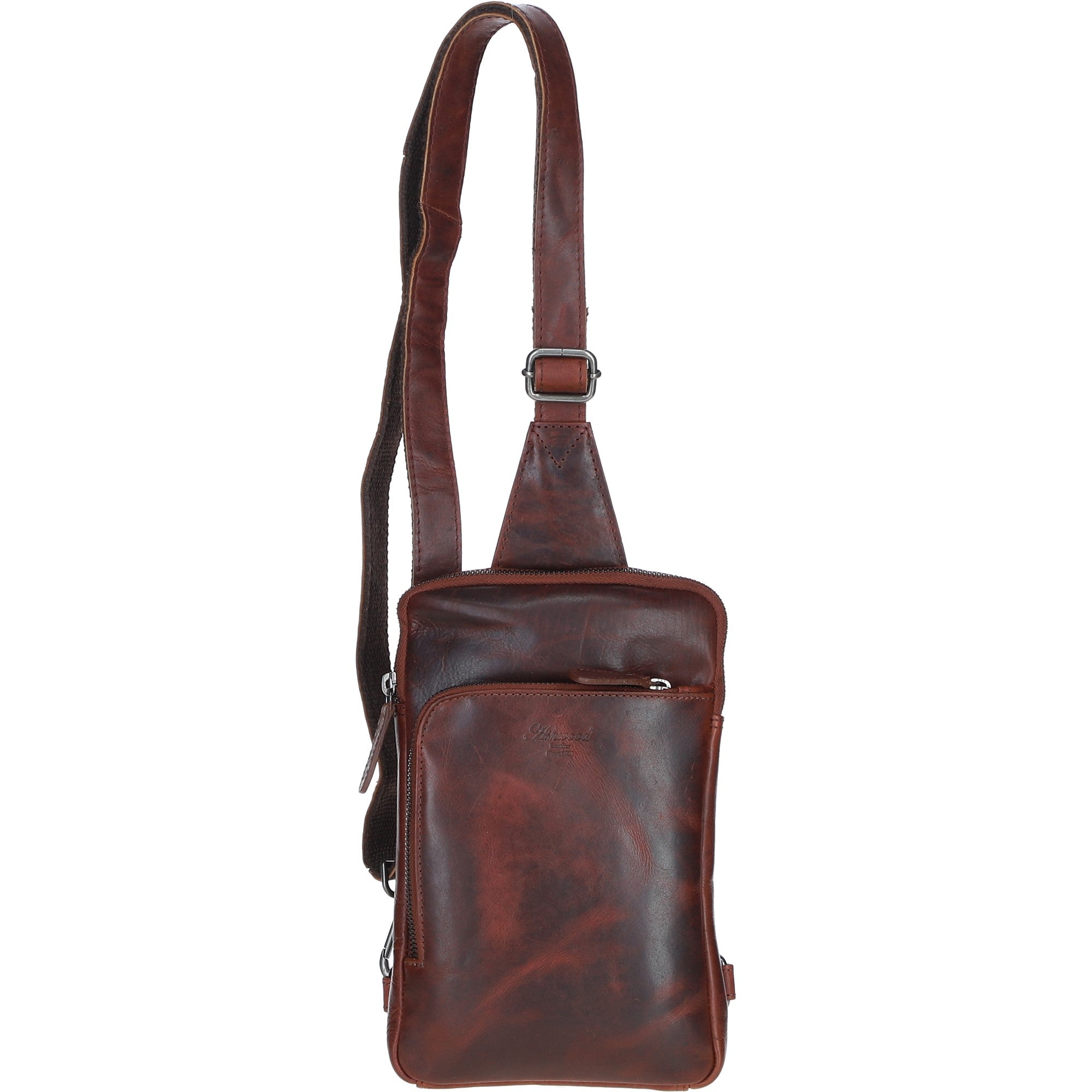 Leather Crossbody Sling Bag Cognac: FE-21
