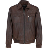 Real Leather Bomber Jacket With Brando Collar Antique Brown: Prime Bomber