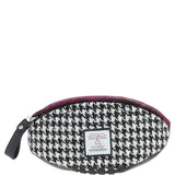 Ashwood Leather & Harris Tweed® Cloth Mini Rugby Washbag Black/Mix: TW-81-23-BM
