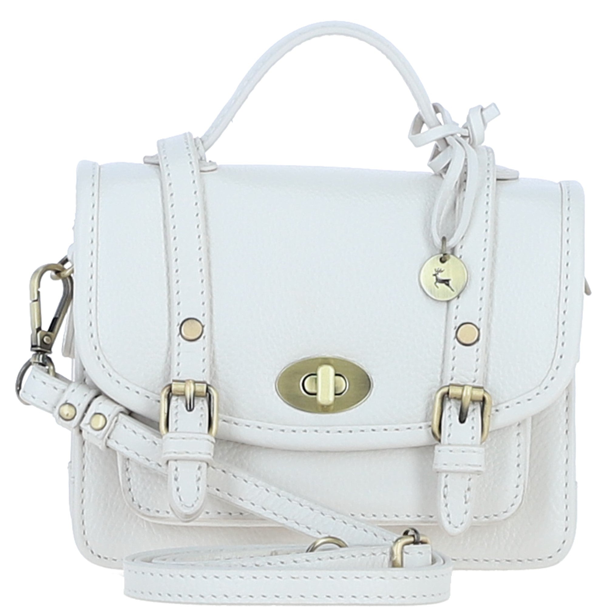 Stylish Ashwood Leather Small Satchel Bag White: Y-61