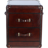 Luxury Real Leather Bedside Table Chestnut: LF-151