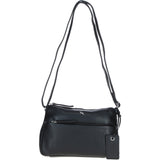 Compact Zip-Closure Leather Crossbody Bag Black: Belfast