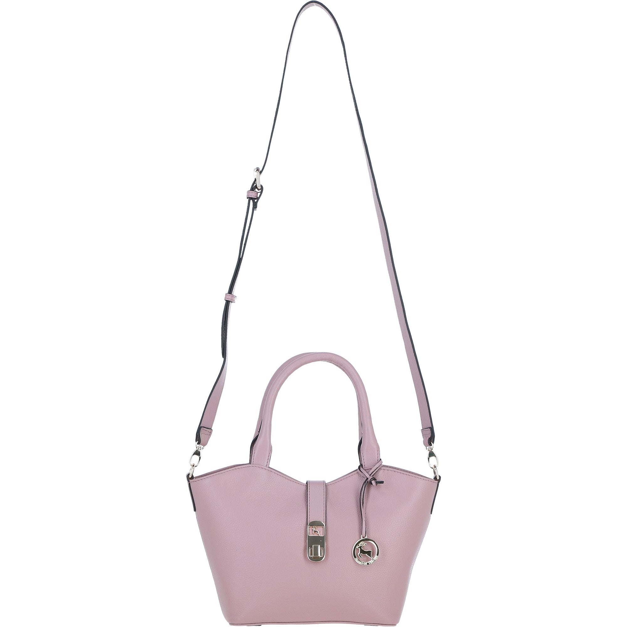 Leather Shoulder Bag with Detachable Crossbody Strap Wood Rose: 64739