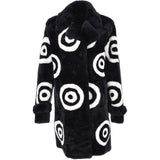 Sheepskin Coat With Roundel Detail Black/ White: D-LOOK-8