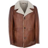 Men’s Trapper Leather Jacket with Faux Fur Lining Cognac: ELMS