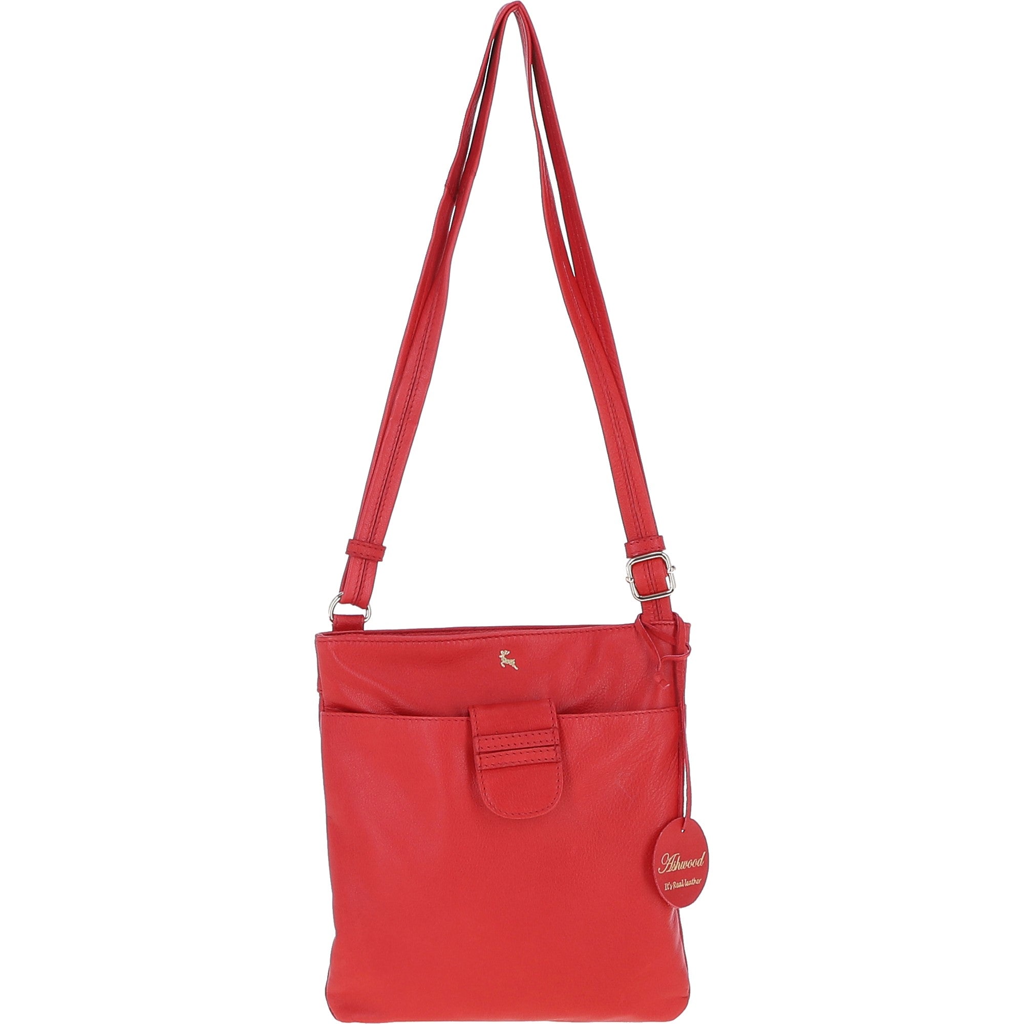 Genuine Leather Crossbody x Shoulder Bag with Golden Accents Coral: 64239