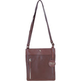 Exquisite Genuine Leather Crossbody Flat Bag with Golden Accents 2 Tone Tan: 64255
