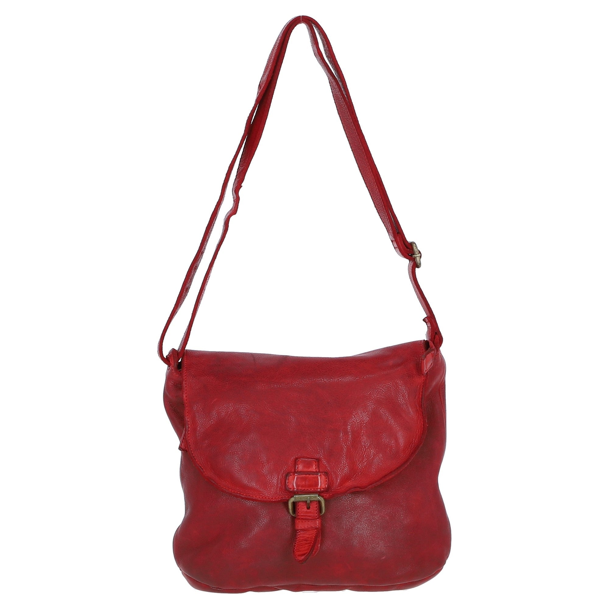 Tablet Friendly Medium Vintage Leather Bag Red: D-91