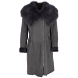 Toscana Longhaired Hooded Shearling Coat Grey: LP 26