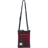 Authentic Ashwood Leather & Harris Tweed® Cloth Crossbody Bag Navy/Pink: TW-29-06-NP