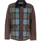Ashwood Leather x Harris Tweed Men's Buff Lamb Leather Jacket with Corduroy Collar Brown/Mcload: TW-903-01-BM