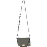 Real Leather Saddle Crossbody Bag Olive: 63753