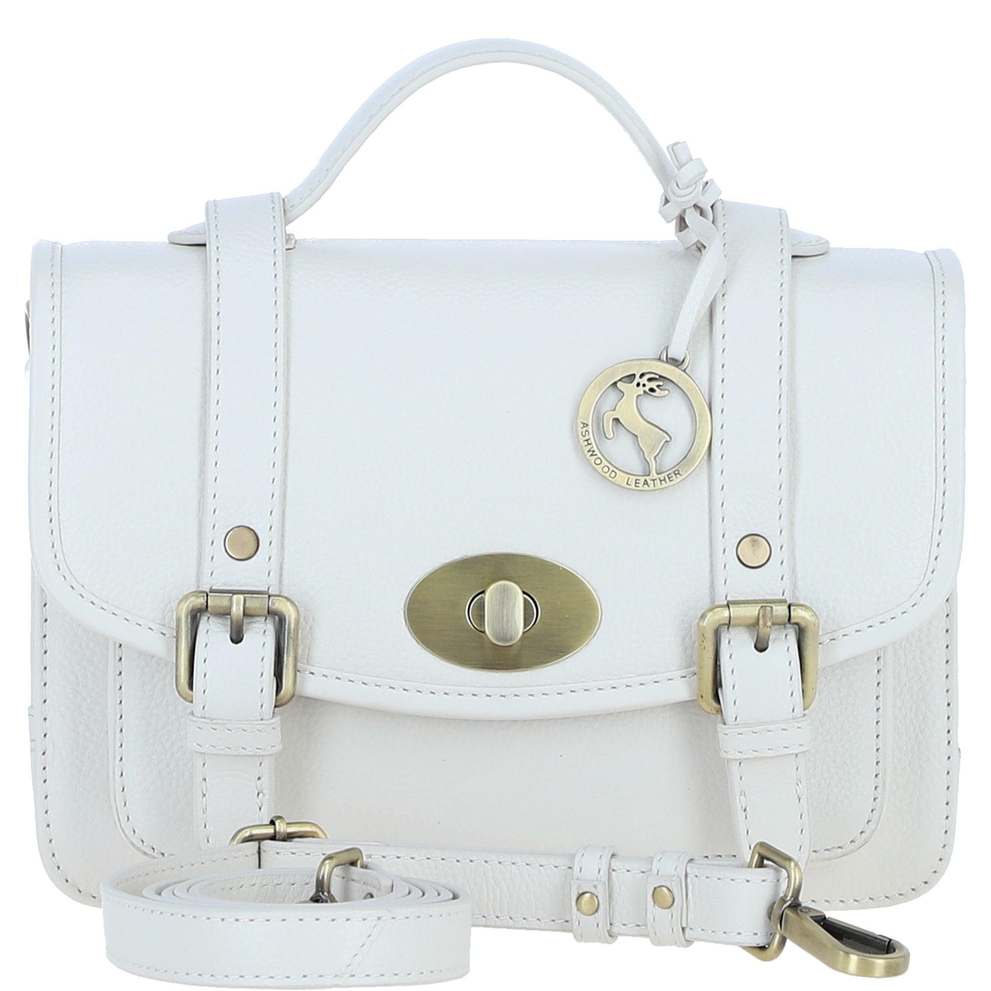 Stylish Ashwood Leather Large Satchel Bag White: Y-63