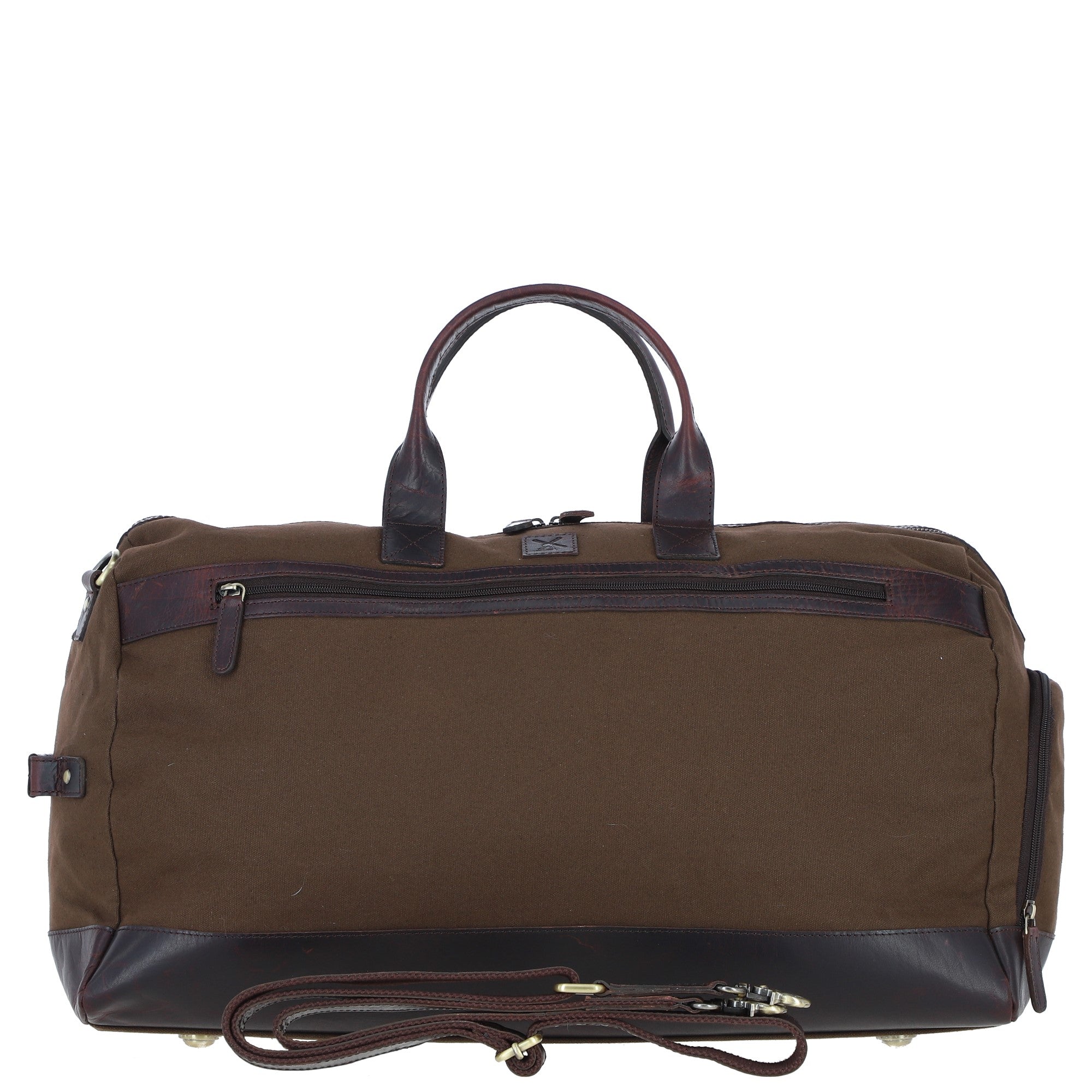 Fenland Canvas & Leather Holdall Brandy/green: FEN-757