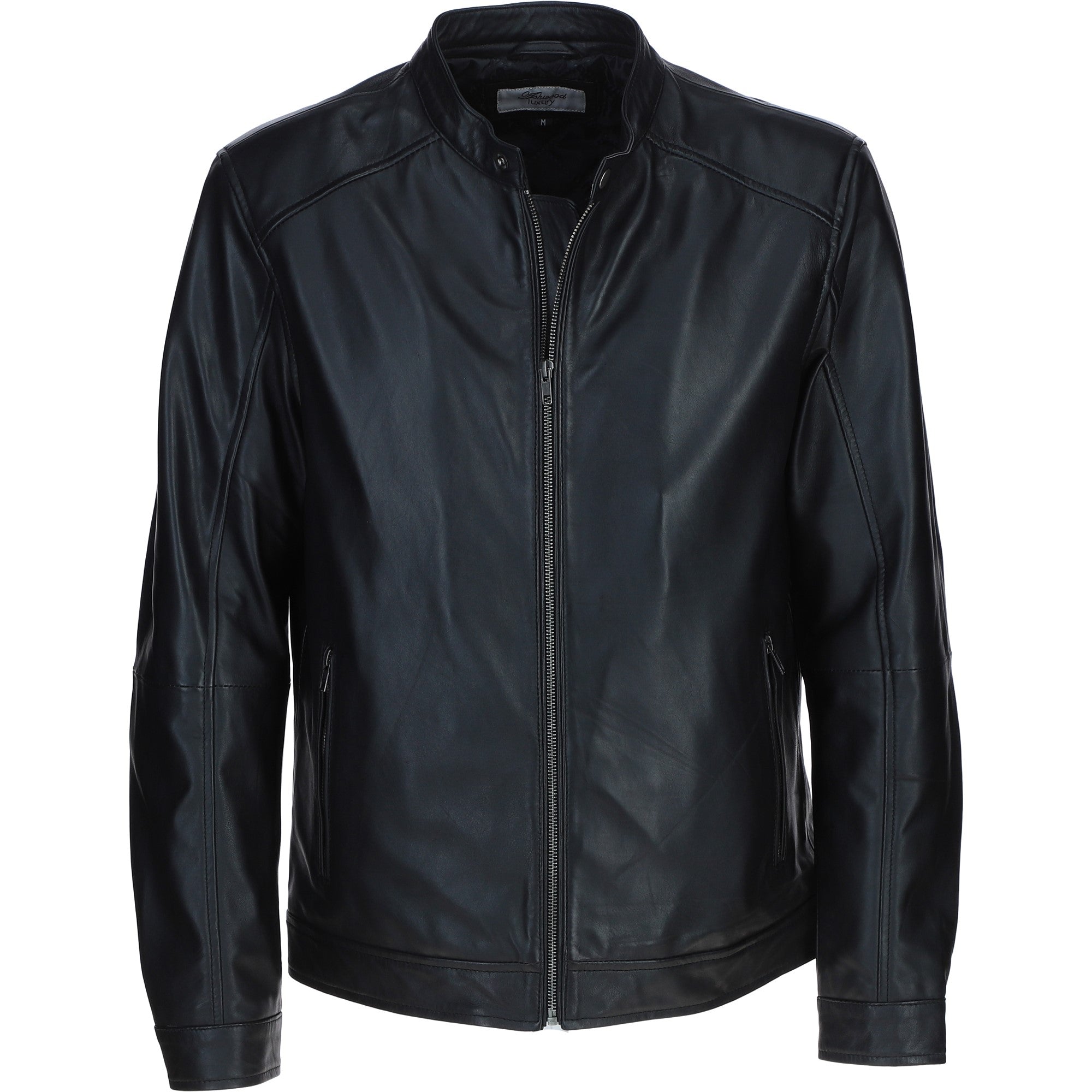 Ashwood Leather Mandarin Collar Biker Jacket Black: AMJ-31