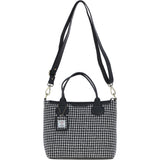 Versatile Ashwood Leather & Harris Tweed® Cloth Shoulder Bag Black/White: TW-22-012-BW