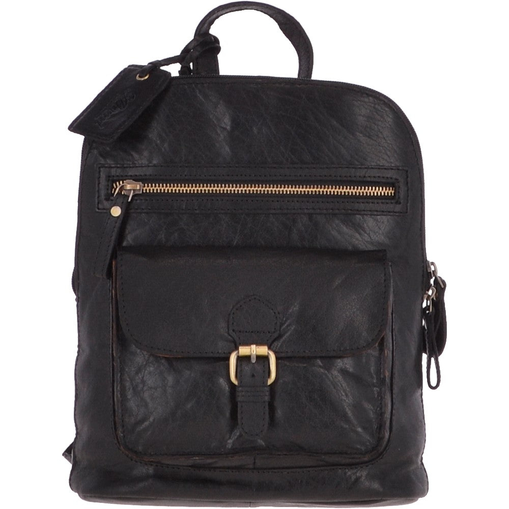 Small Vintage Leather Backpack Black  – G25