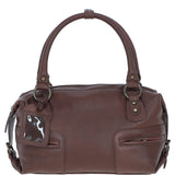 Classic Leather Barrel Bag with Statement Animal Print Charm for Women Brown: 52531