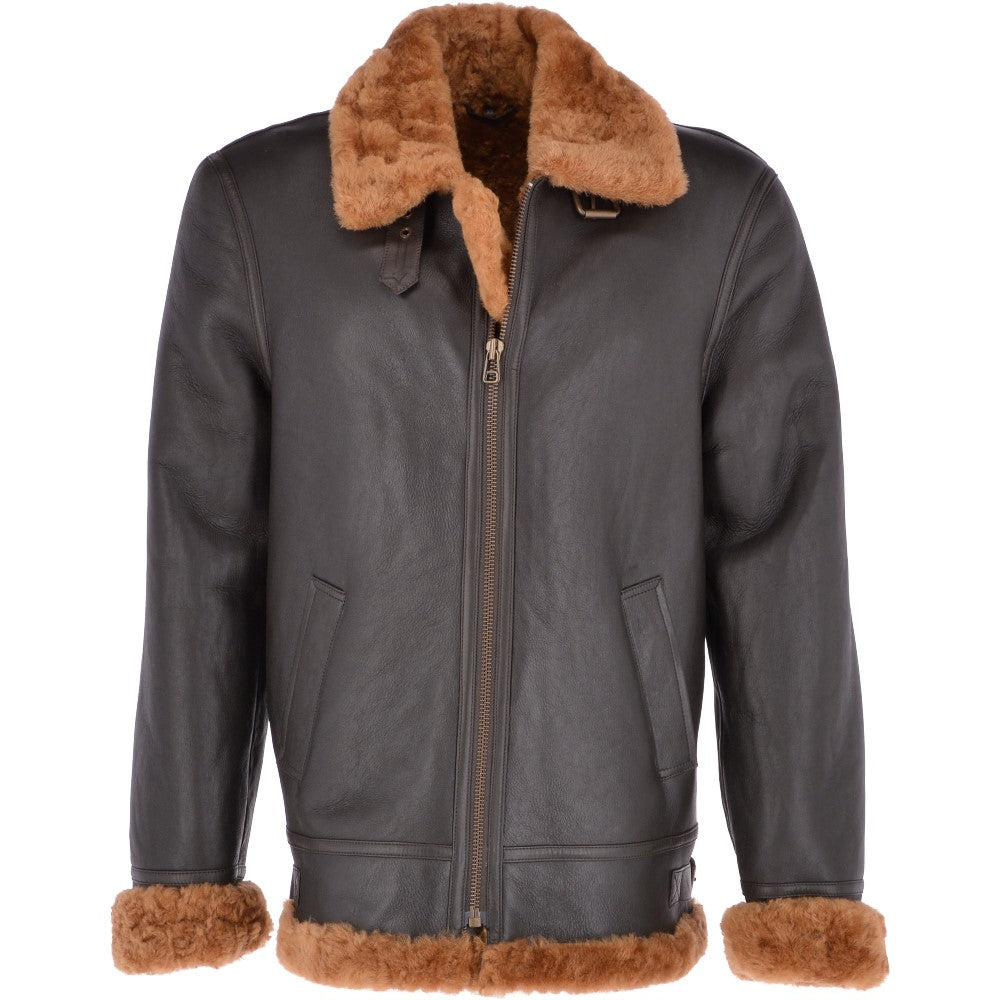 Soft Sheepskin Pilot Jacket Brown/ Dark Ginger: KE B3