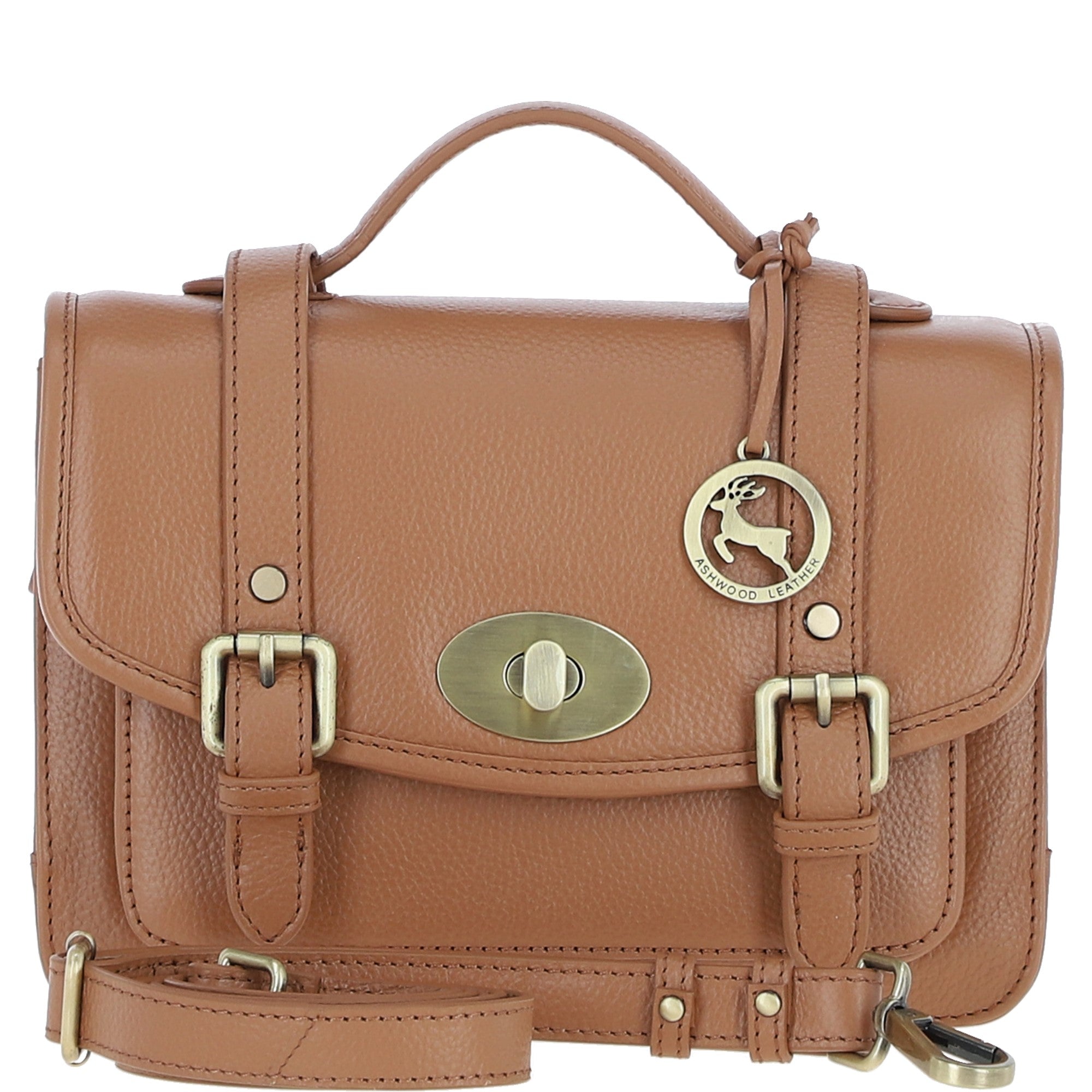 Stylish Ashwood Leather Large Satchel Bag Butterscotch: Y-63