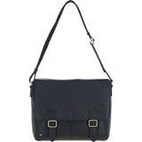 Gabicci Leather Messenger Bag with Crossbody Strap Black: GB-64957