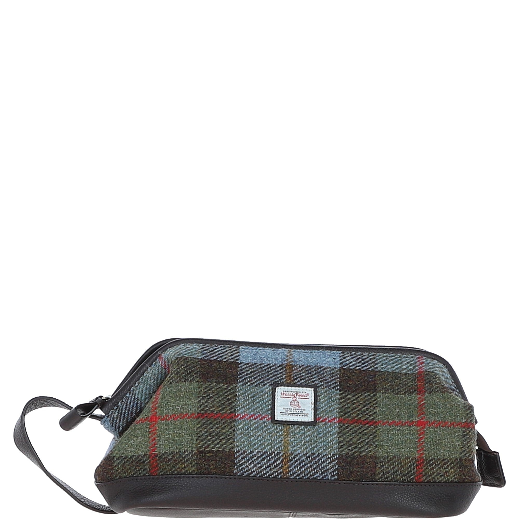 Ashwood Leather & Harris Tweed® Cloth Unisex Washbag Brown/Mcload: TW-40-01-BM