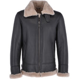 Mens Luxury Shearling Flying Jacket Black/cream: MP 34