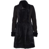 Ladies  Suede Sheepskin Coat Black: 30199