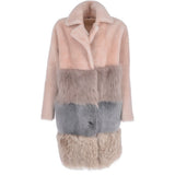 Womens Luxury Sheepskin Coat Baby Pink/multi: KB 634