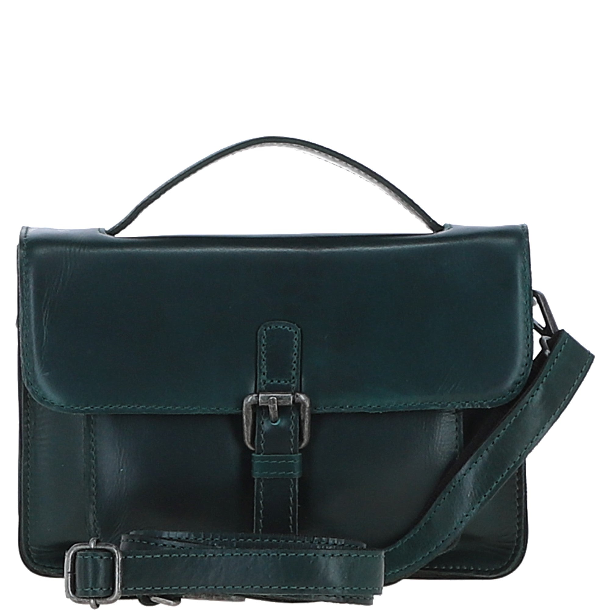 Ashwood Leather Medium Crossbody Satchel Bag Green: P-62