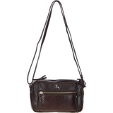 Leather Crossbody Bag with Adjustable Strap Brown: Audrey