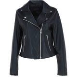 Women’s Genuine Leather Slim Fit Biker Jacket Black: Caro