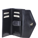 Small Vegetable Tanned Cash And 12 Card Envelope Purse Black: V-62