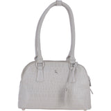 Crocodile Print Long Handled Three Section Tote Bag Grey Croc – 62730