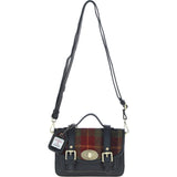 Ashwood Leather & Harris Tweed® Cloth Small Satchel Bag with Twist Lock Black/Green/Red: TW-33-07-BR