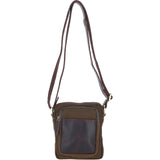 Fenland Canvas & Leather Crossbody Bag Brandy/green: FEN-751